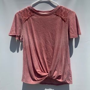 Blush Pink Lace/Twist Shirt